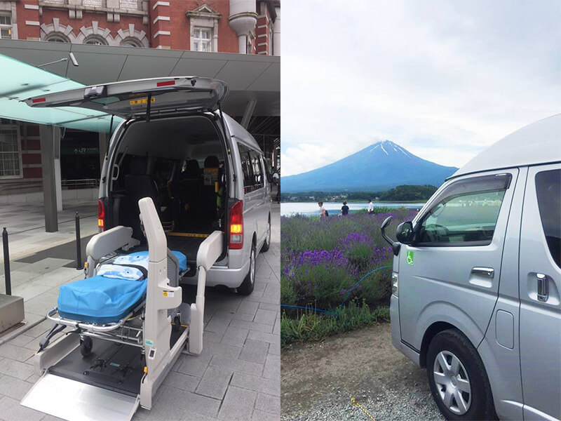 ストレッチャー搬入と観光のイメージ