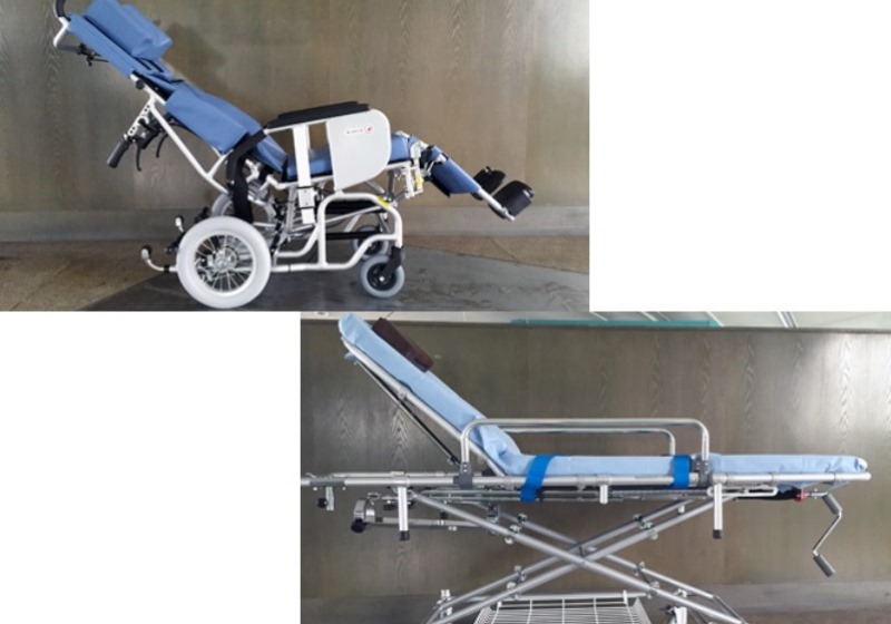 リクライニング車いすとストレッチャー