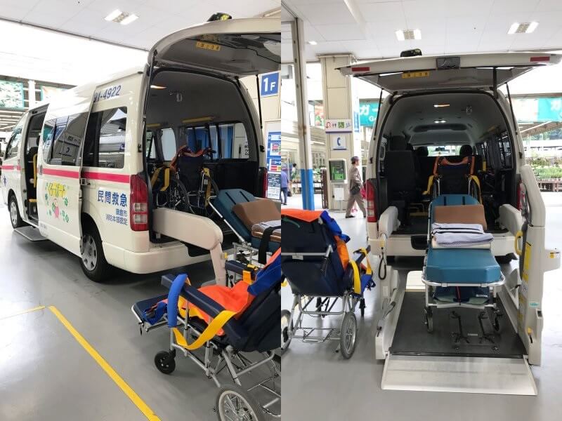 ハイエース後部リフトストレッチャー乗車中