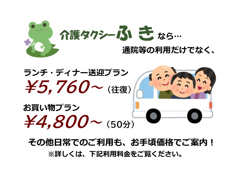 送迎プラン、お買い物プラン